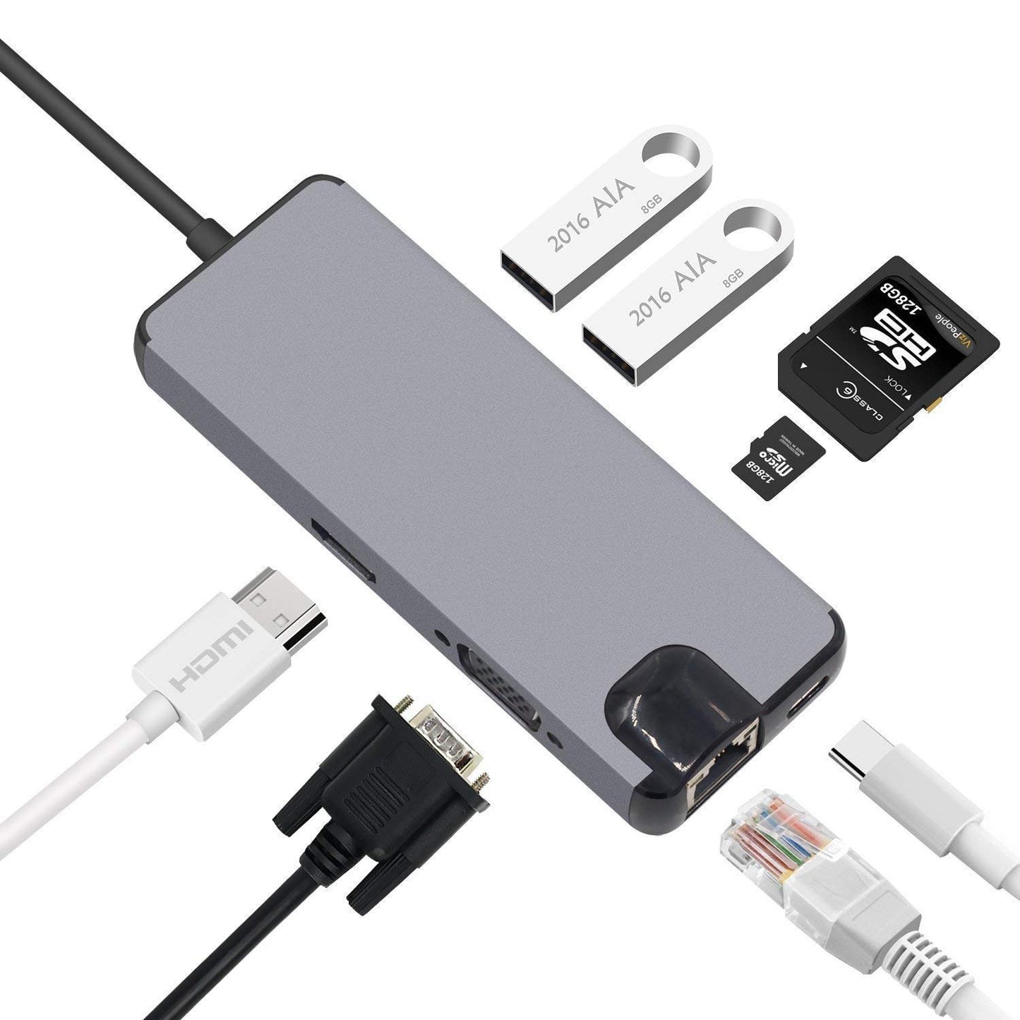 8 USB-C USB Hub/Docking Station(8-in-1)