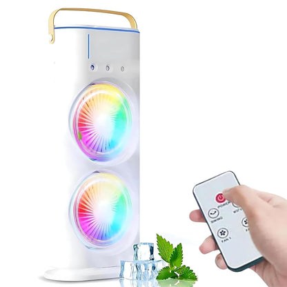 Portable Double-Ended Mini Air Mist Cooler with RGB Lights & Remote Control