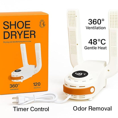 Electric shoe dryer with a timer and temperature control